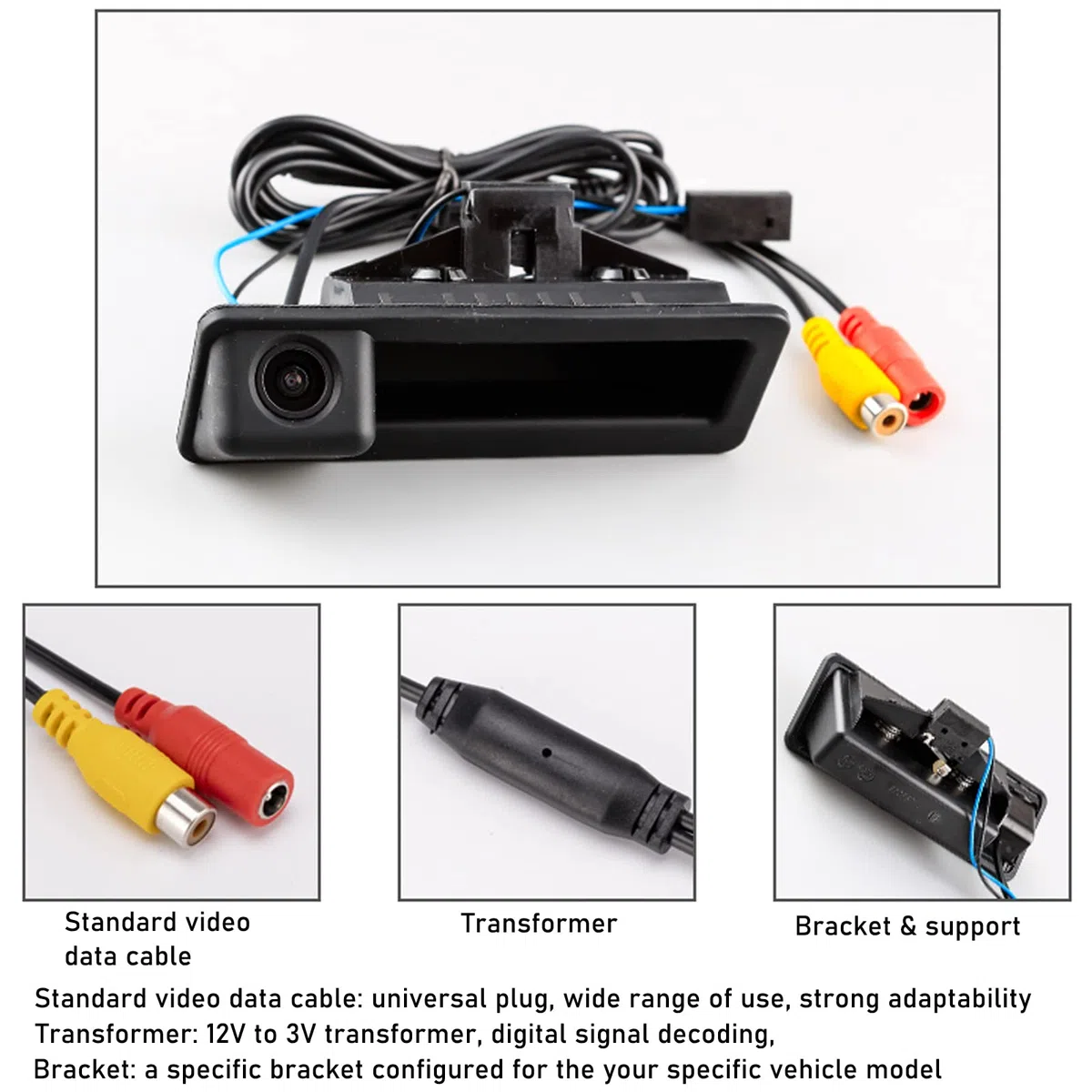 Retrocamera Auto, Telecamera per Retrovisione con Maniglia per Bagagliaio da 170 gradi, Telecamera Posteriore per Parcheggio HD per BMW E60 E61 E70 E71 E72 E82 E88 E84 E90 E91 E92 E93 X1 X5