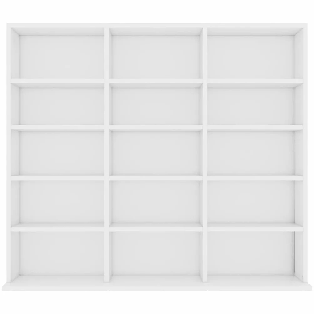Scaffale per CD, in legno bianco, 100 x 23 x 89,5 cm, con 15 scomparti aperti, per soggiorno, camera da letto, ufficio, pratico contenitore multimediale per CD, DVD, accessori Hi-Fi