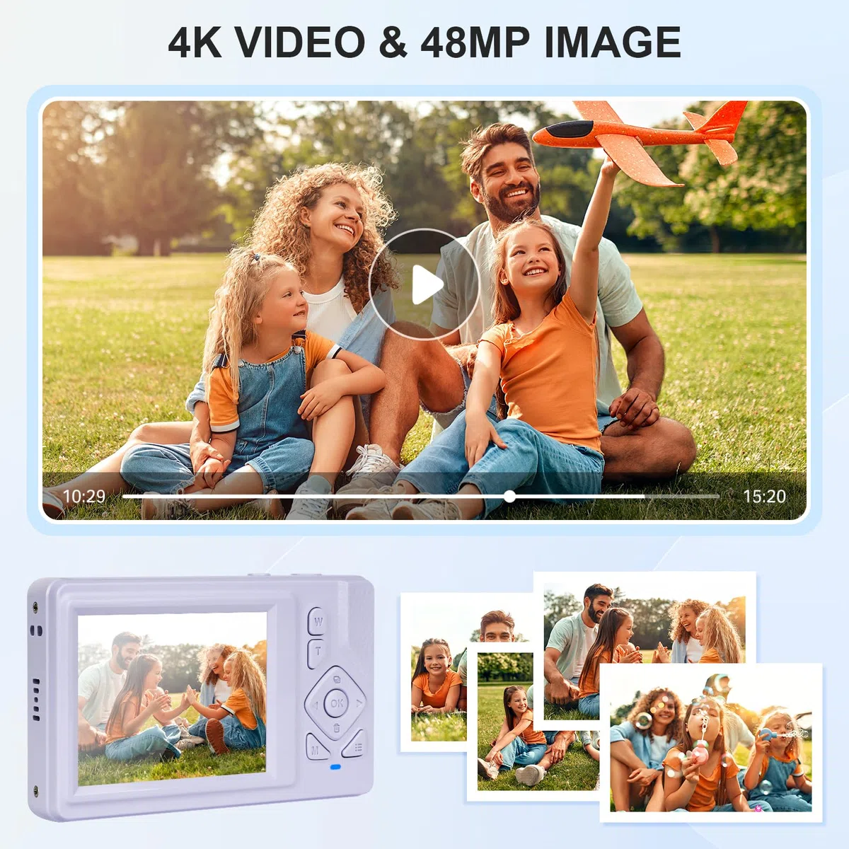 Fotocamera digitale 4K - 48MP UHD fotocamera digitale con 2,83” Schermo LCD e 18X Zoom Digitale Anti-Shake Fotocamera Fotografia Vlogging con 32gb SD Card per bambini Studenti Principianti (Viola)