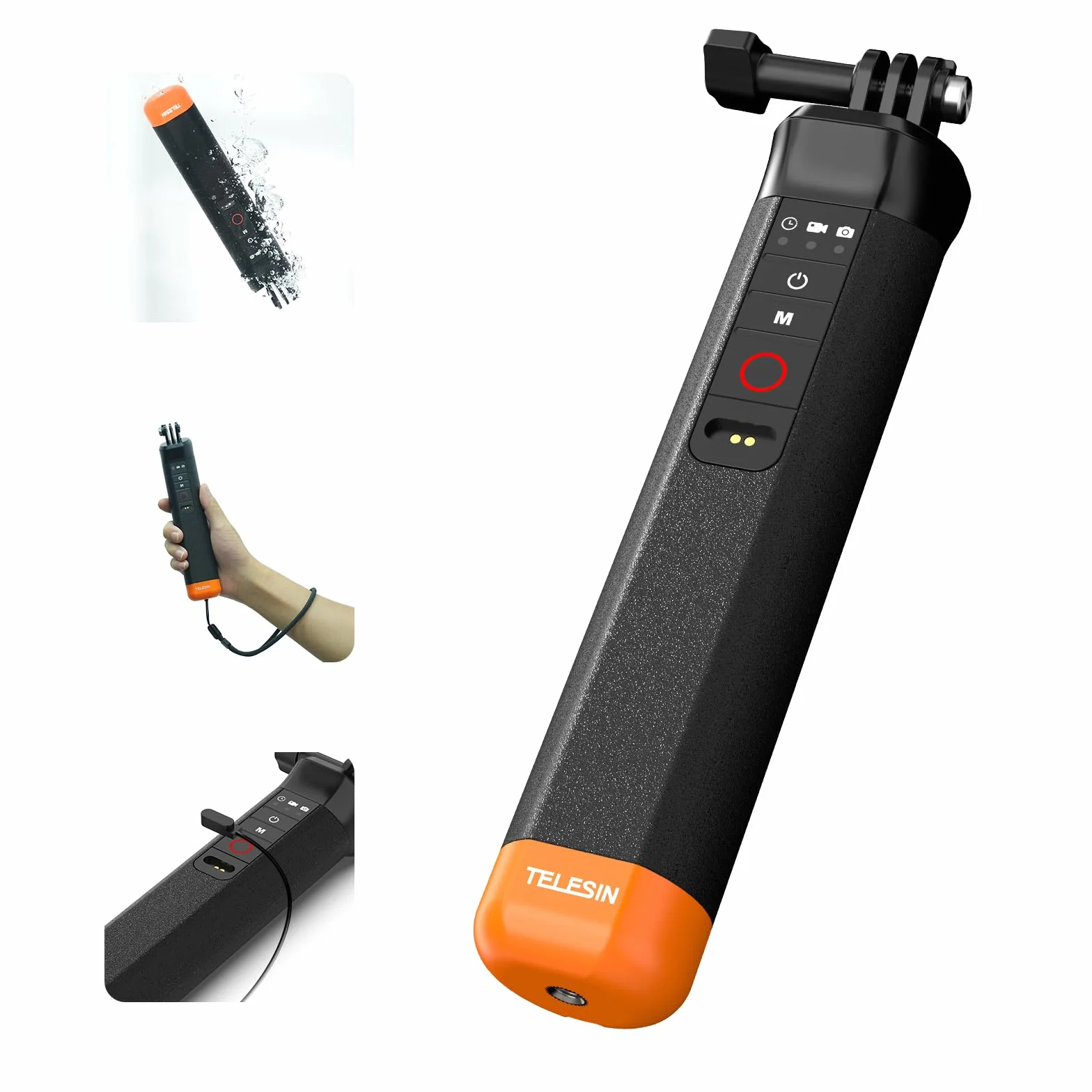 TELESIN Galleggiante Selfie Stick Impugnatura impermeabile con telecomando Bluetooth per GoPro Hero 13 Black, Hero 12 11 10 9 8 Black action camera