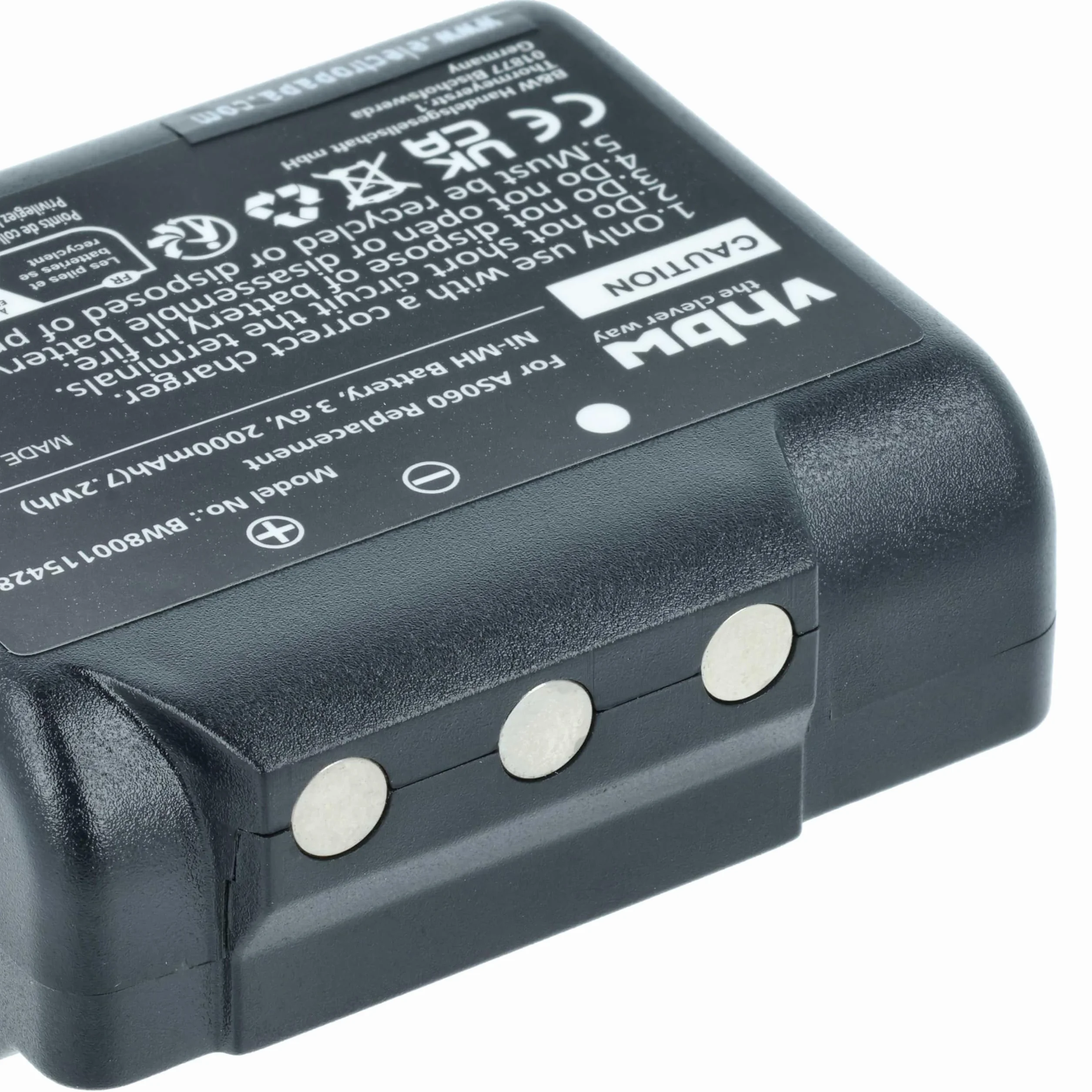 vhbw 2x batteria compatibile con IMET M550 Ares, M550S Thor, BE5500, BE3600 Radiocomando Industriale, Telecomando (2000mAh, 3,6V, NiMH) - Nero