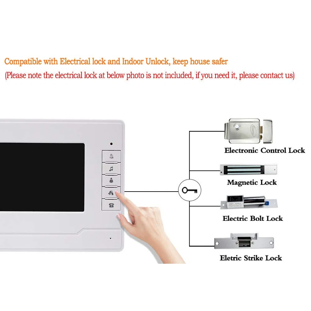 Videocitofono campanello citofono Kit sistema 7 pollici chiaro display IR Solo movimento porta visione notturna campanello 2 monitor per casa/appartamenti