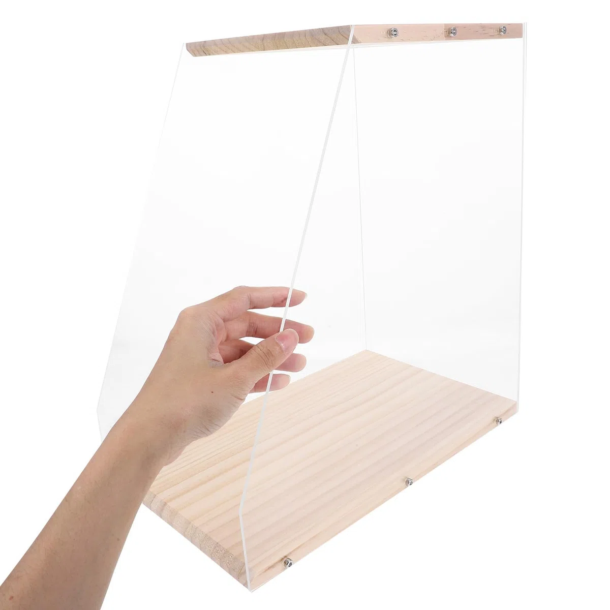 PRETYZOOM Porta Dischi Vinile Supporto Compatto in Legno e Acrilico Trasparente Design Moderno Salvaspazio per CD e Cassette per Arredamento Desktop e Casa
