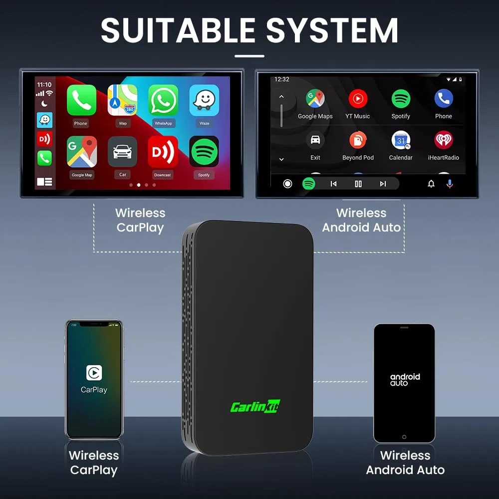 Carlinkit 5.0 Wireless adattatore 2 in 1, adatto per auto con Apple CarPlay e Android Auto, Convert Wired Carplay to senza fili, Wired AA to Wireless Android Auto
