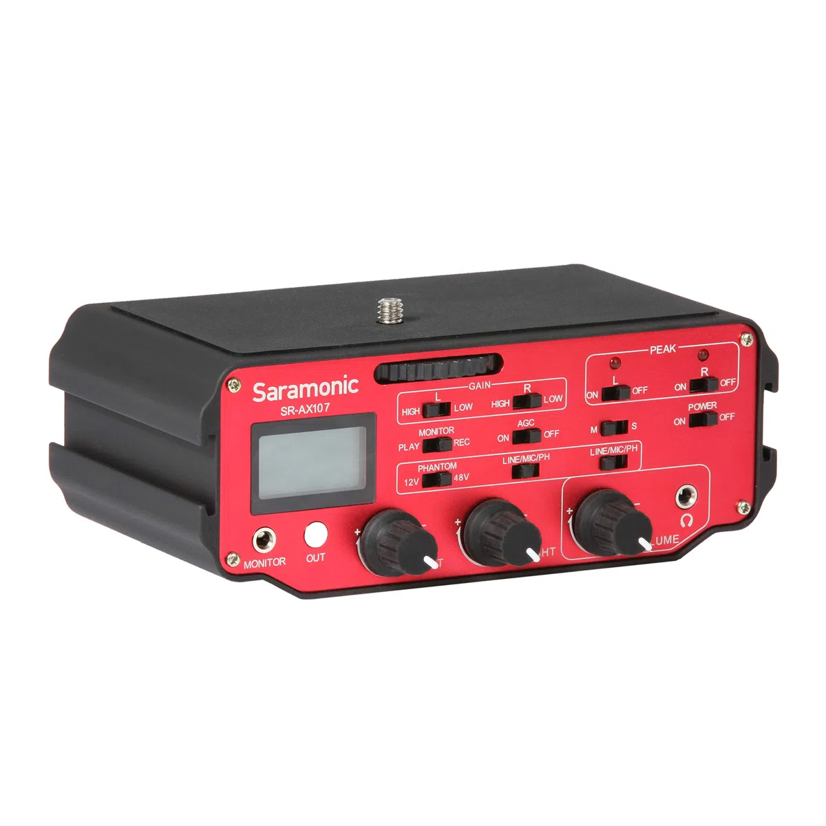 Saramonic SR AX107 - Adattatore audio XLR a due canali con preamplificatori, alimentazione phantom e trasformatore di separazione, ideale per tutte le macchine fotografiche digitali DSLR e videocamere
