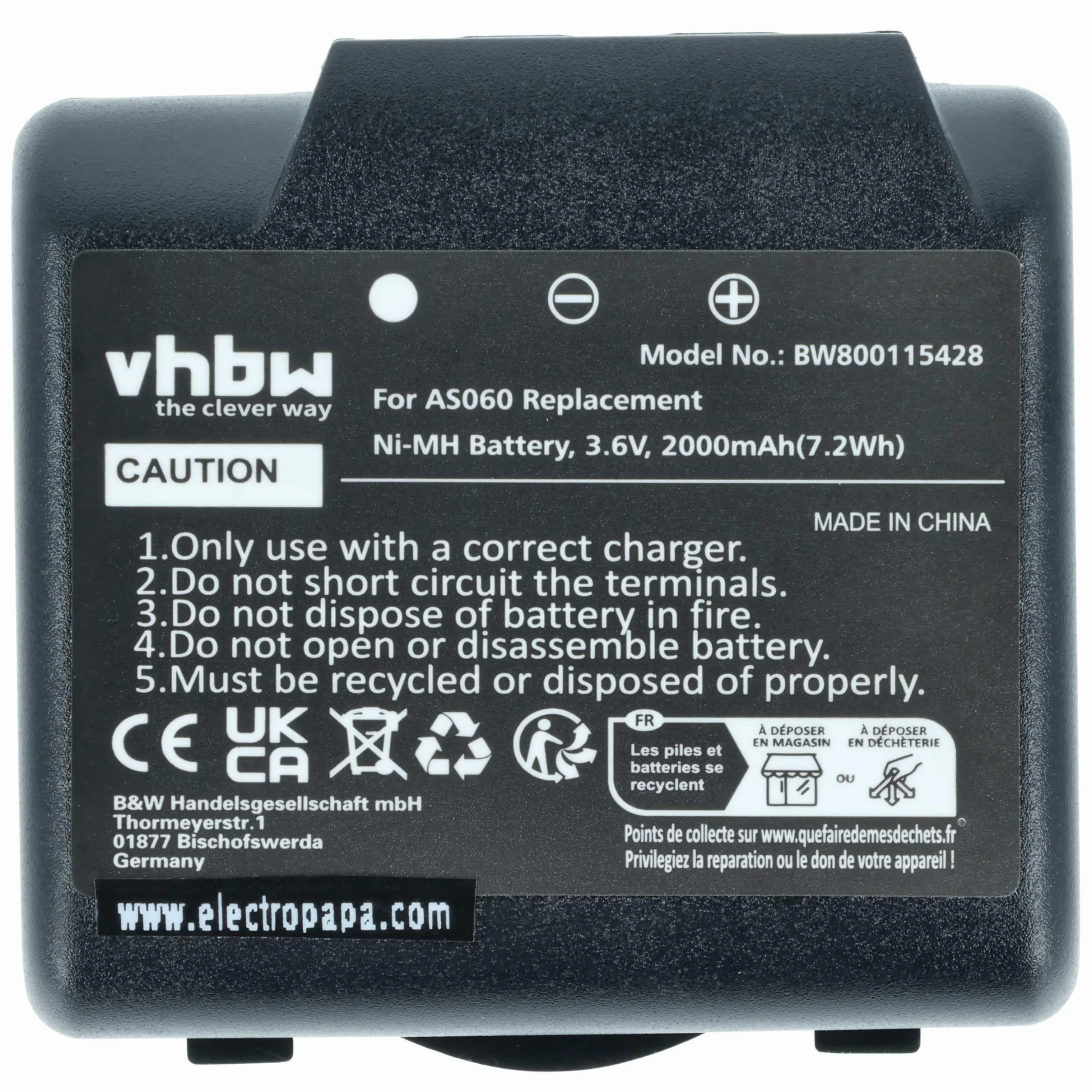 vhbw 2x batteria compatibile con IMET M550 Ares, M550S Thor, BE5500, BE3600 Radiocomando Industriale, Telecomando (2000mAh, 3,6V, NiMH) - Nero