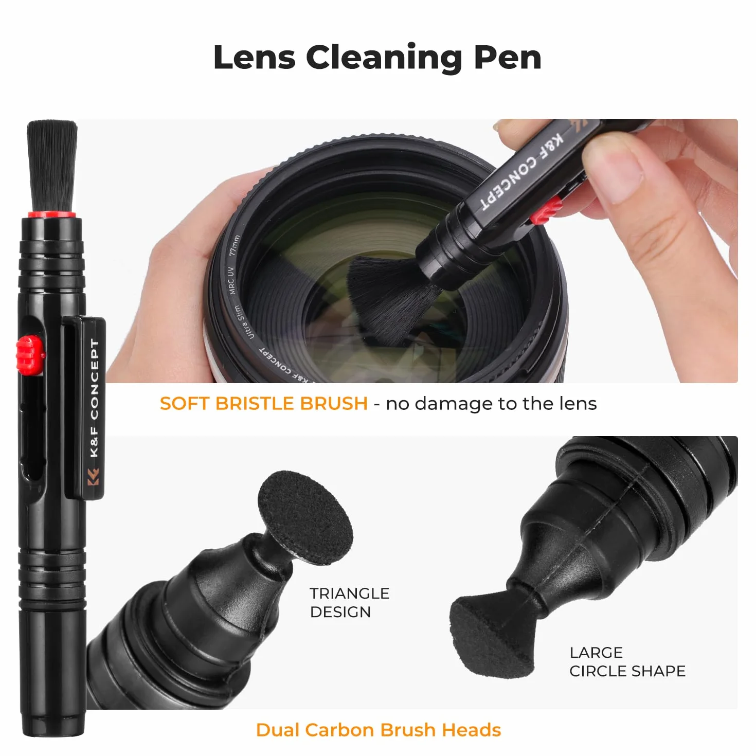 K&F CONCEPT 25-in-1 Kit Pulizia Fotografica con 24mm Bastoncini*6, 60+20ml Liquido, Custodia, Penna per Obiettivo, Pennello, Pompetta, 2 Panni, Cottonfioc per Pulizia Obiettivi DSLR, Filtri,Lenti