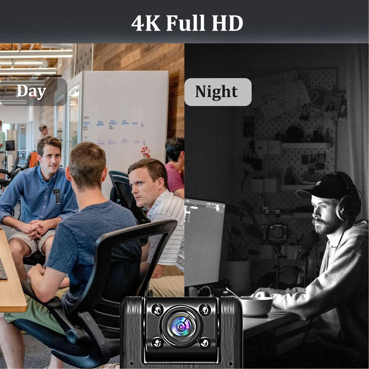 Fotocamere per il Corpo con Registrazione Audio e Video, Fotocamera per il Corpo, Videoregistratore Indossato Sul Corpo 4K Ultra HD Grandangolo da 140 Gradi 1200 MAh Visione