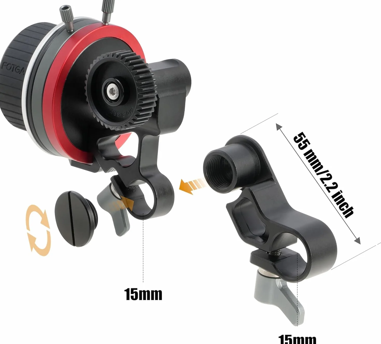 Hersmay Mini Follow Focus in metallo con A/B Stop, leva di messa a fuoco, compatibile con 15 mm, Rod Rail Rig, ammortizzazione, volantino senza scivolo, per fotocamera DSLR mirrorless