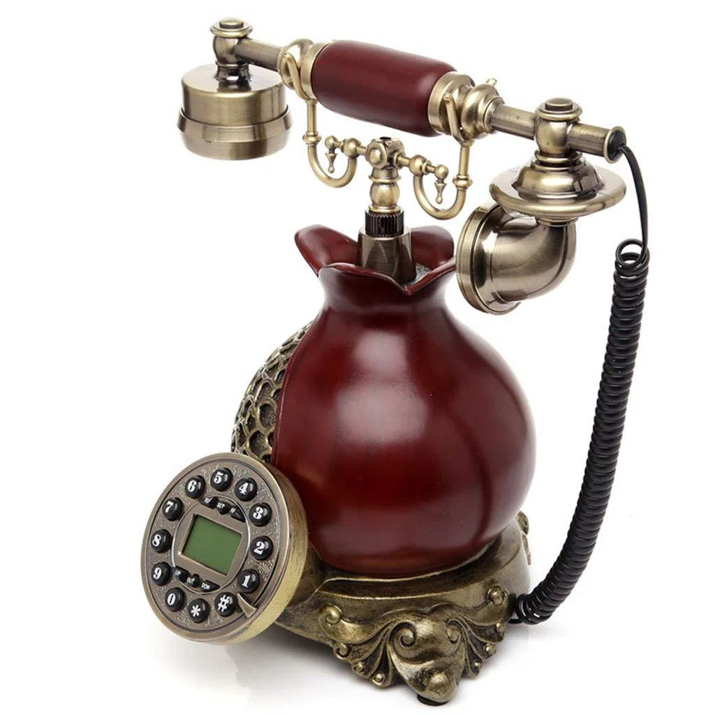 Telefono retrò/Telefono con manopola/Telefono in Stile/Telefono Vintage/Classico Cavo a Spirale da scrivania e suoneria Tradizionale