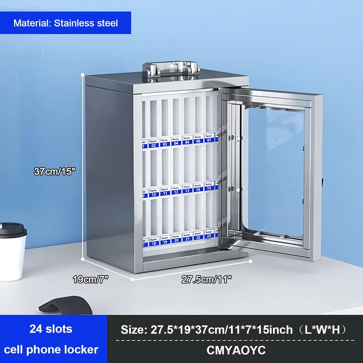 Cassetta Di Sicurezza Per Telefono Da Parete In Acciaio Inossidabile - Deposito Sicuro Per Scuola, Fabbrica E Azienda - Dimensioni: 36X19X49 Cm, 48X19X49 Cm, 27,5X19X37 Cm, Un Colore, 27,5X19X37 Cm/1