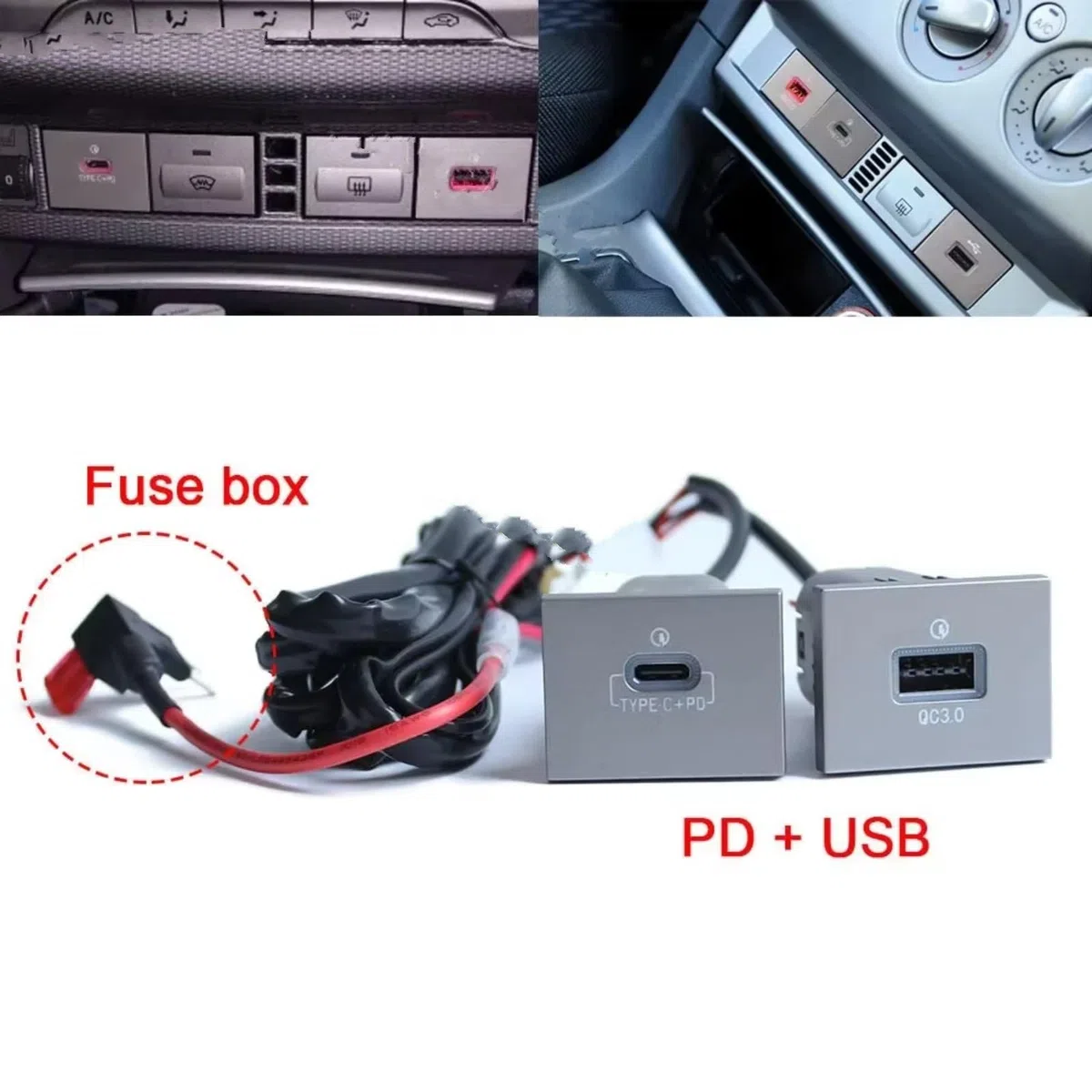 Adattatore Presa USB Console Centrale Porta USB Compatibile Con Ford Per Focus 2 Per Mk2 2009 2010 2011 12V 24V Auto Caricabatterie PD Ricarica Rapida QC3.0