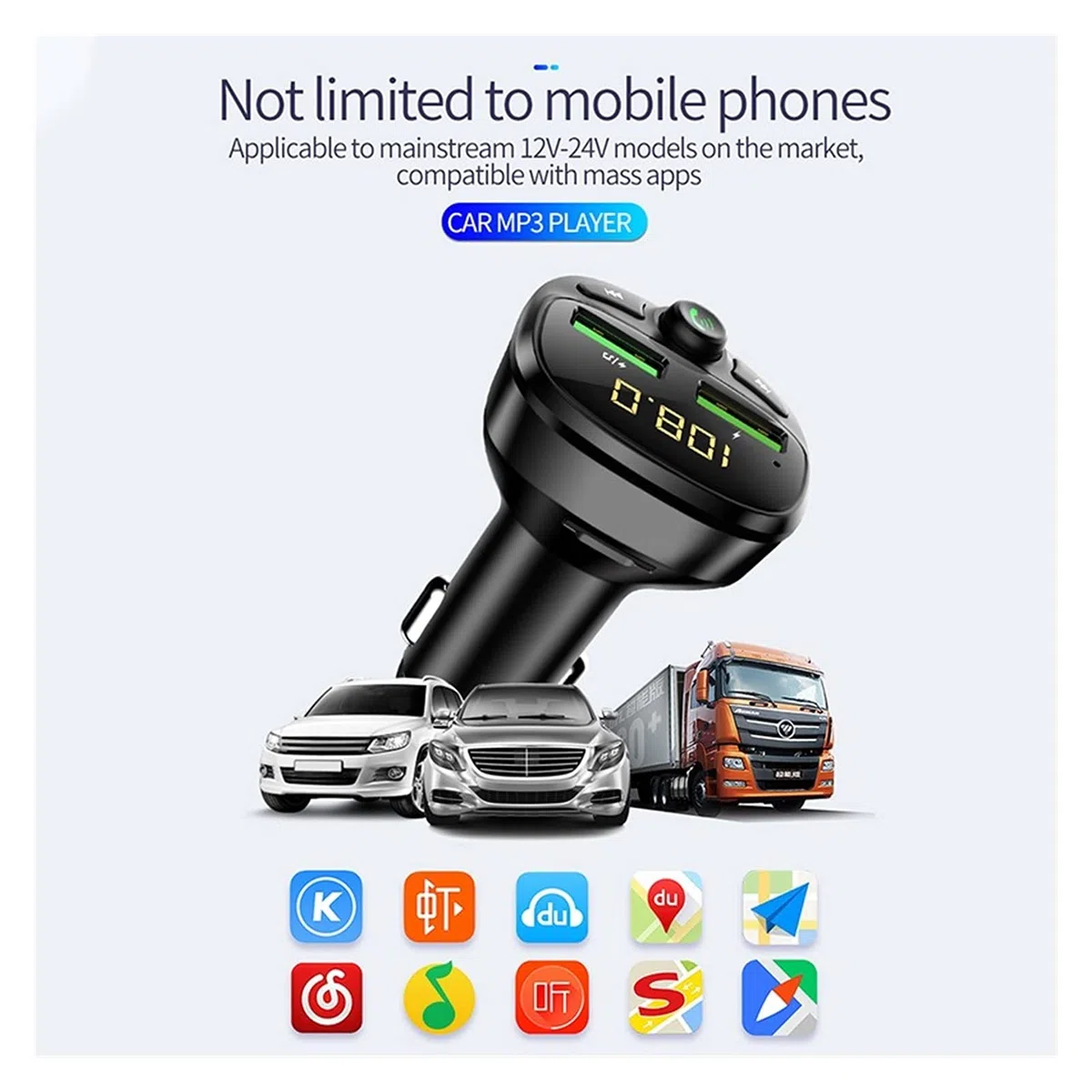 Adattatore Audio Bluetooth. USB Caricabatteria da Auto for Telefono Bluetooth Wireless FM. Trasmettitore MP3. Player Dual. USB Caricabatterie TF. Kit for Auto for la Musica