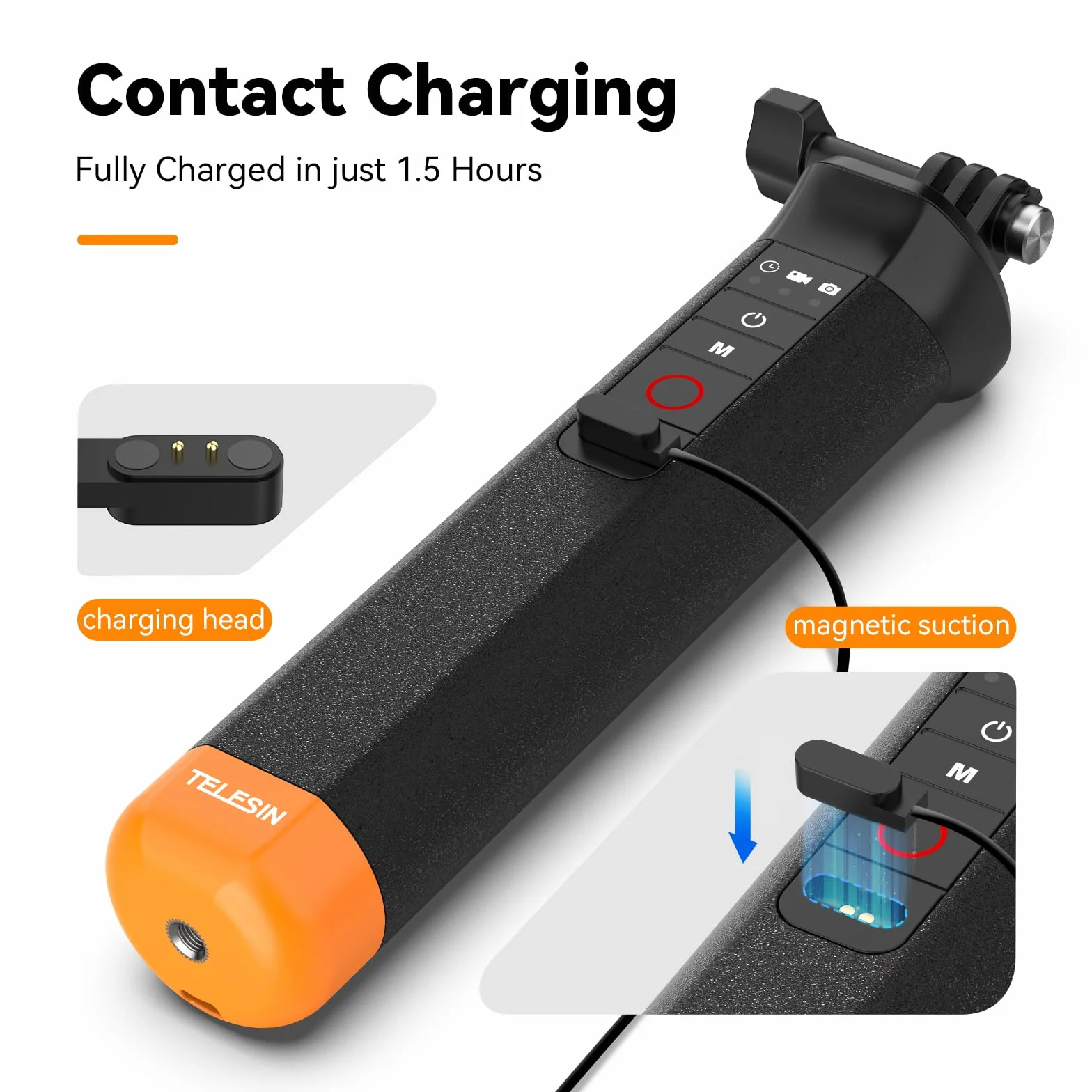 TELESIN Galleggiante Selfie Stick Impugnatura impermeabile con telecomando Bluetooth per GoPro Hero 13 Black, Hero 12 11 10 9 8 Black action camera