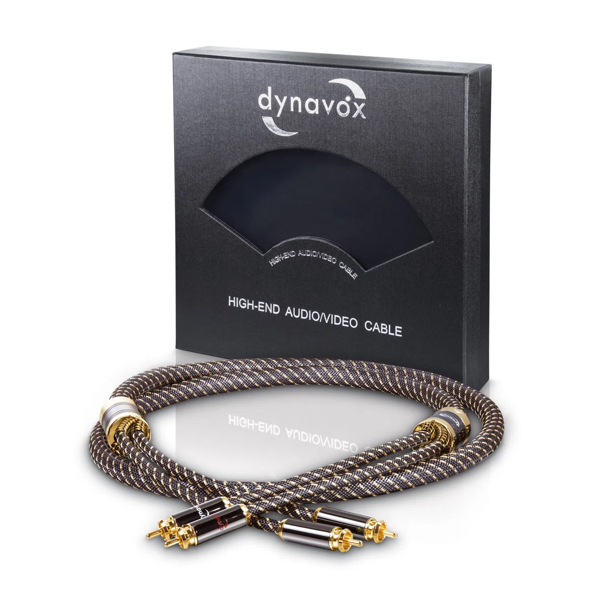 Dynavox Black Line cavo stereo RCA di alta gamma, cavo RCA premium con schermatura multipla, rame ad alta purezza, connettori placcati in oro 24k, 1.0 m