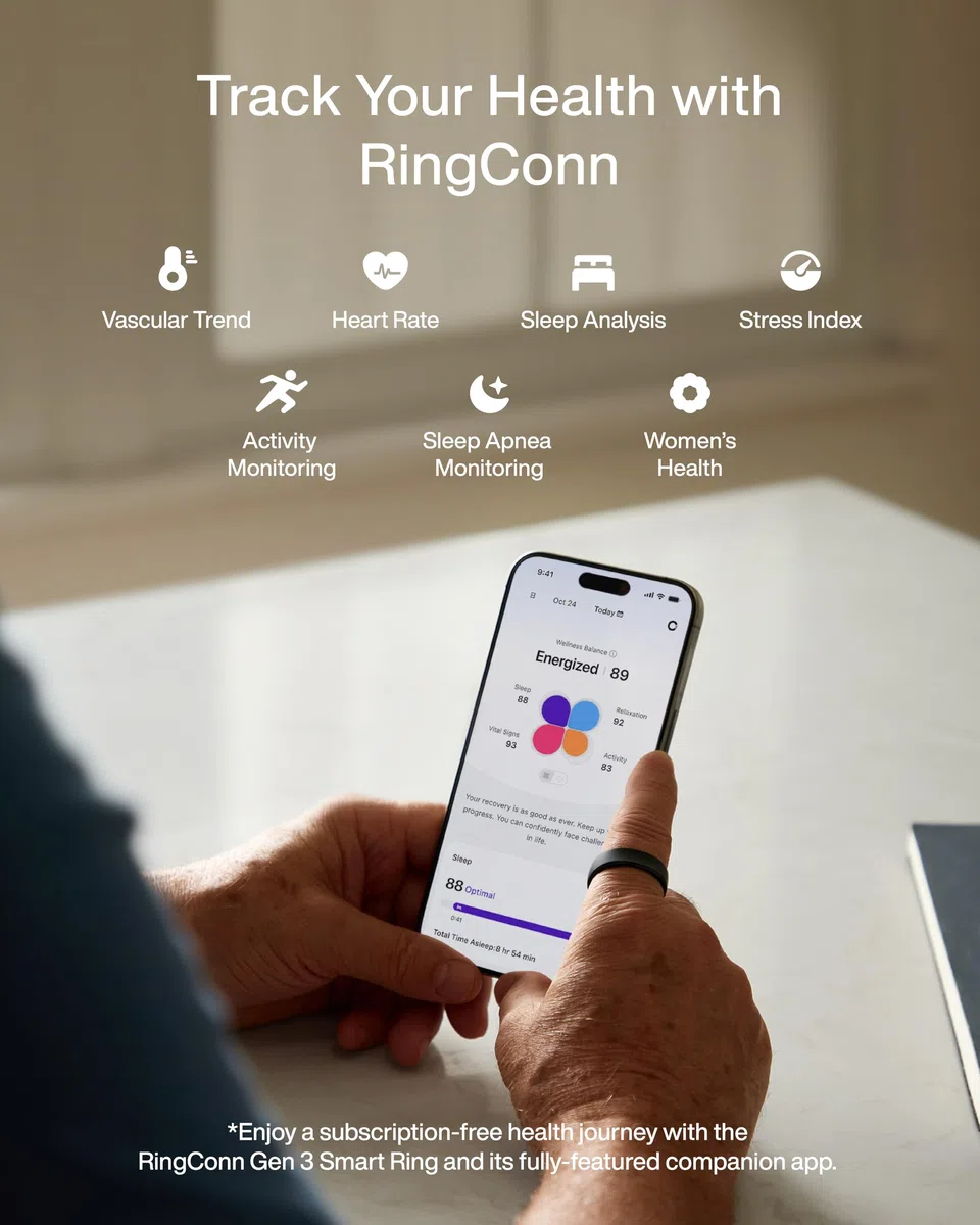 Anello Intelligente RingConn Gen 3 con Monitoraggio della Pressione, Sonno, Fitness e Frequenza Cardiaca, Avvisi a Vibrazione, Senza Abbonamento App, Batteria fino a 14 Giorni (12,Argento Futuristico) | Primo anello intelligente con Tendenze Vascolari. Av