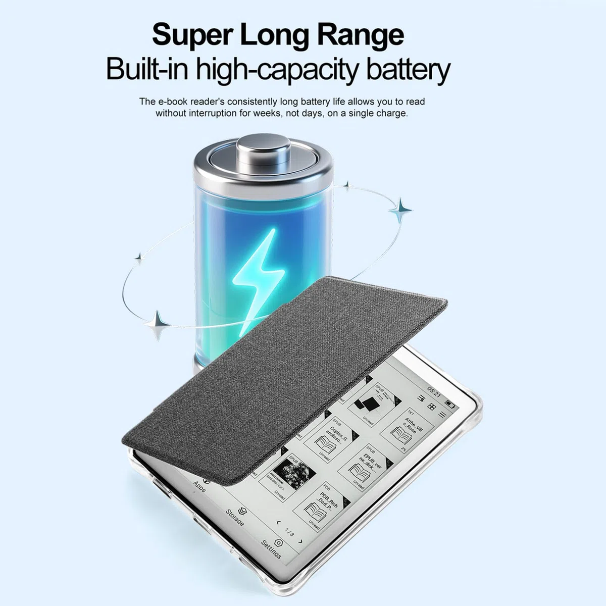 E-Reader da 5,76 Pollici per 8.1, Lettore di EBook con Schermo Antiriflesso con Display Chiaro, Durata della Batteria di Settimane per la Lettura (1G+16G)