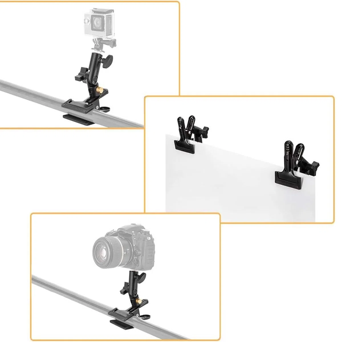 UTEBIT 2 * Riflettore Morsetto in Metallo da 180 Gradi con Vite da 1/4 a 3/8 di Pollice Adattatore per Reflector per Fotografia, Supporto Leggero, Treppiede