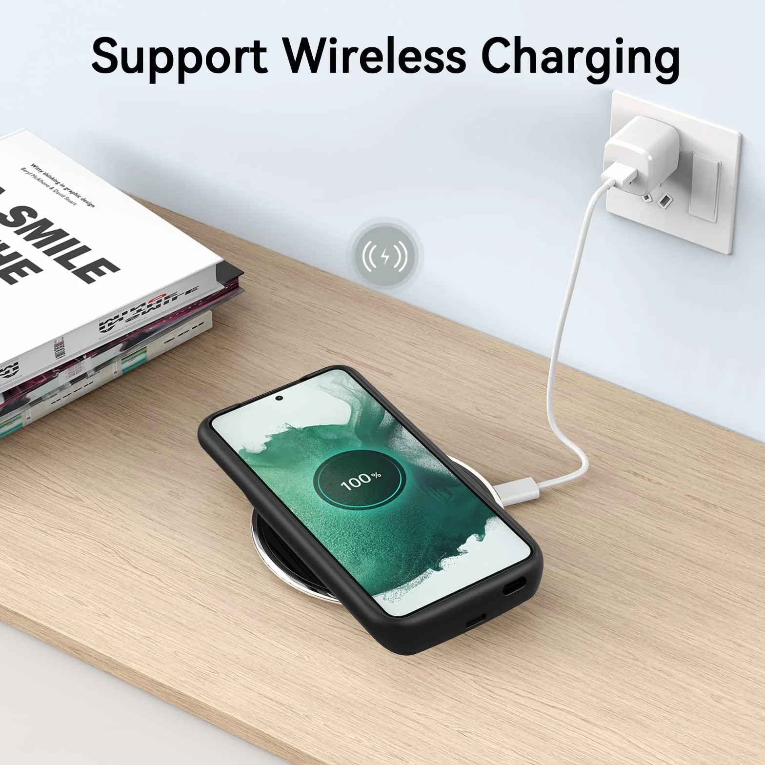 NEWDERY Custodia Batteria Per Samsung Galaxy S22, Supporta 18W QC E Qi Wireless Charging, 4700 mAh Sottile Batteria Ricaricabile Estesa Custodia Per Samsung Galaxy S22 (6,1 Pollici)