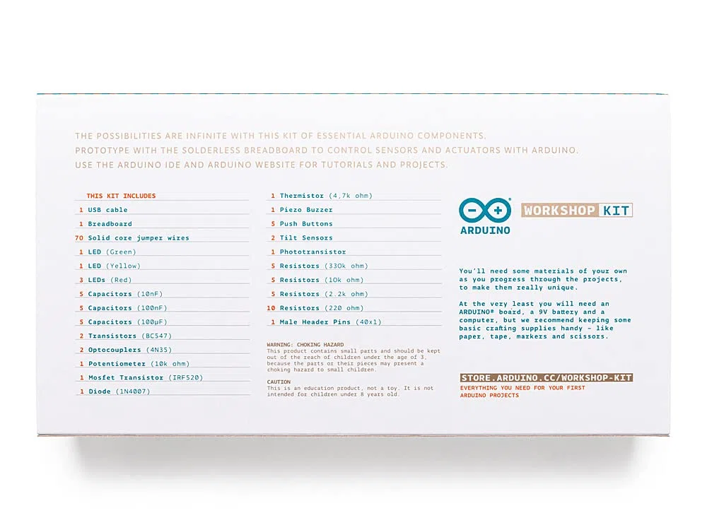 Arduino Workshop Kit [AKX00013] - Kit completo per l'apprendimento dell'elettronica e della programmazione, ideale per principianti e appassionati
