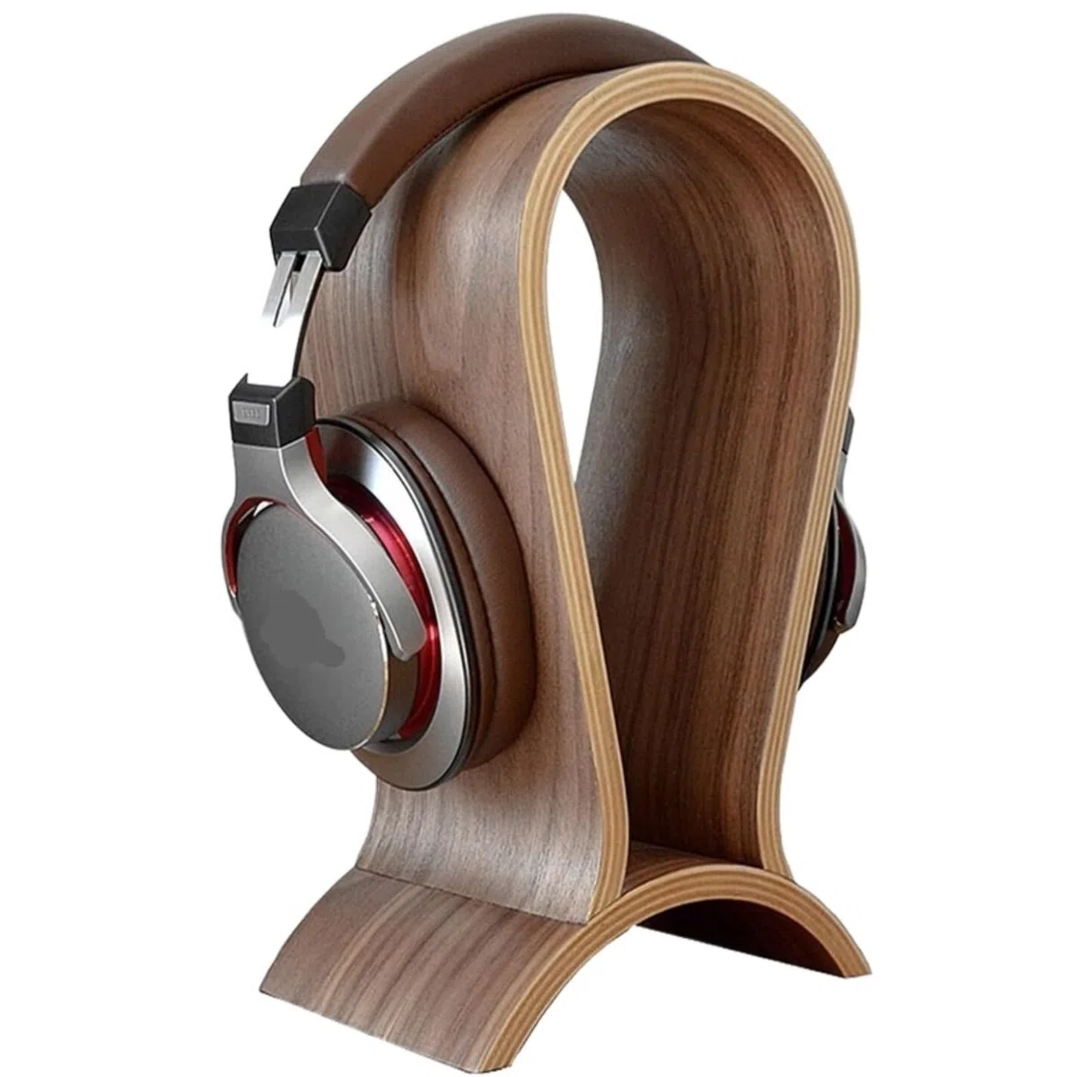 MRKU Supporto per Cuffie, Gancio per Cuffie, Supporto da scrivania in Legno massello di Noce, Display per PC da Gioco