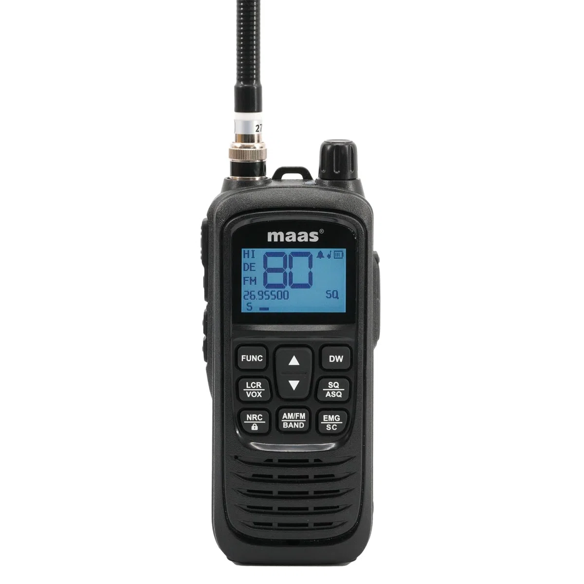 MAAS KCB-H1000 Radio portatile CB Multinorm con batteria + adattatore per auto + caricatore 230 V e 12 V