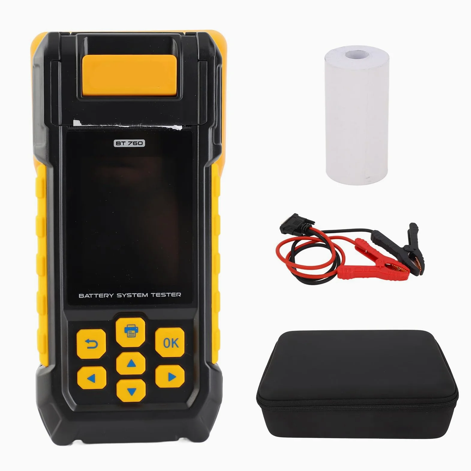 Tester Batteria Auto 12V, Analizzatore Batteria Digitale Auto con Stampante Integrata, per Batterie Al Gel AGM Normali, Supporto Multilingue, capacità di Carico 100-3000 CCA