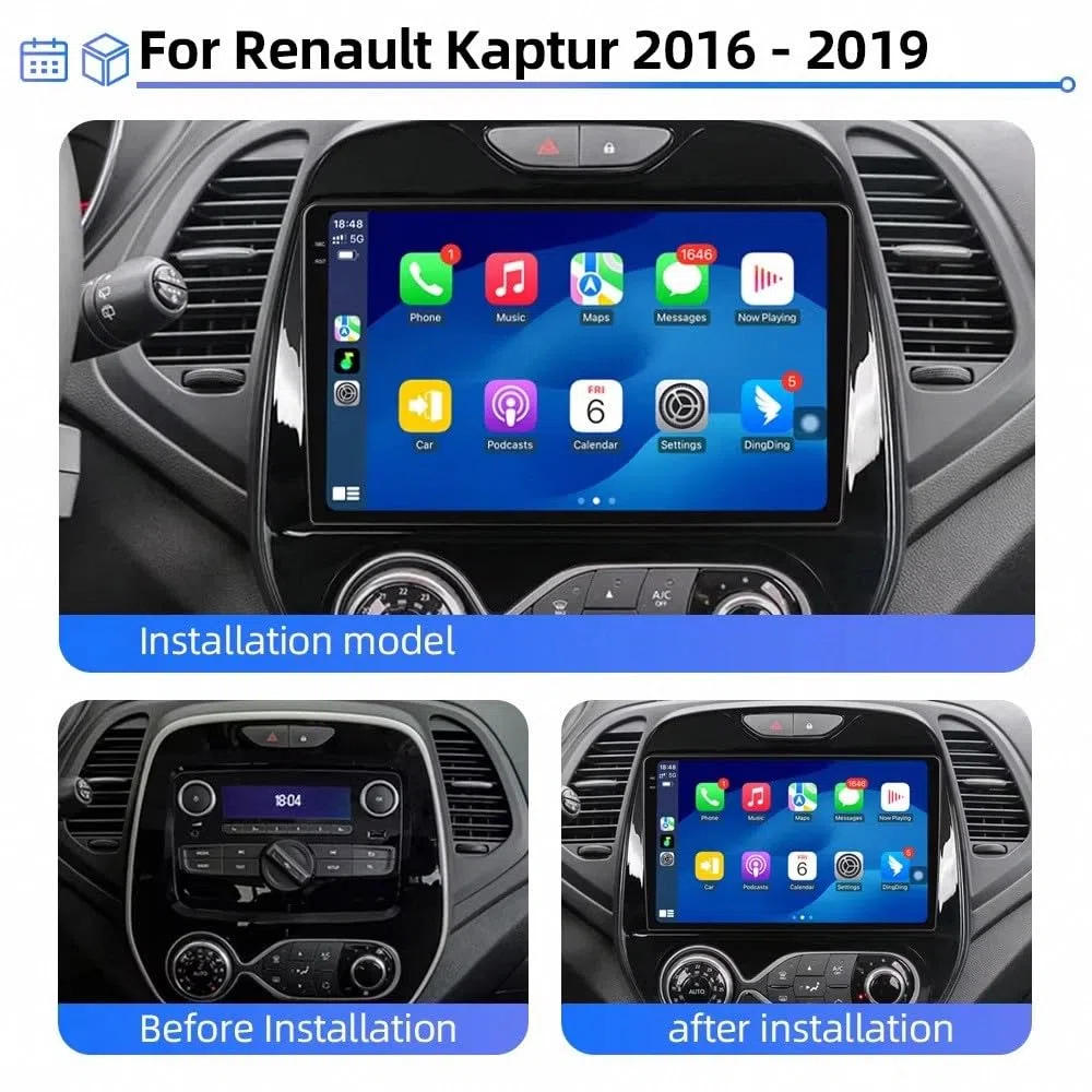 Autoradio Gps Navigation 2 Din per Renault Kaptur Captur 2016-2019 Wireless Carplay Android Auto Stereo Auto Bluetooth Ips con Pantalla Táctil con Gps, 4 Nucleo 4G+64G