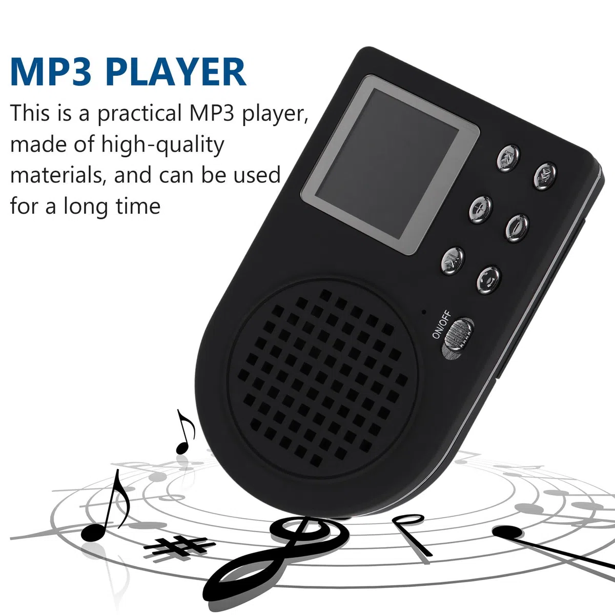 Mp3 Portatile Nero con Clip Appendibile, Riproduzione Audio Esterna, Materiale Plastico e Cavo USB Incluso, Regalo per Famiglia e Amici