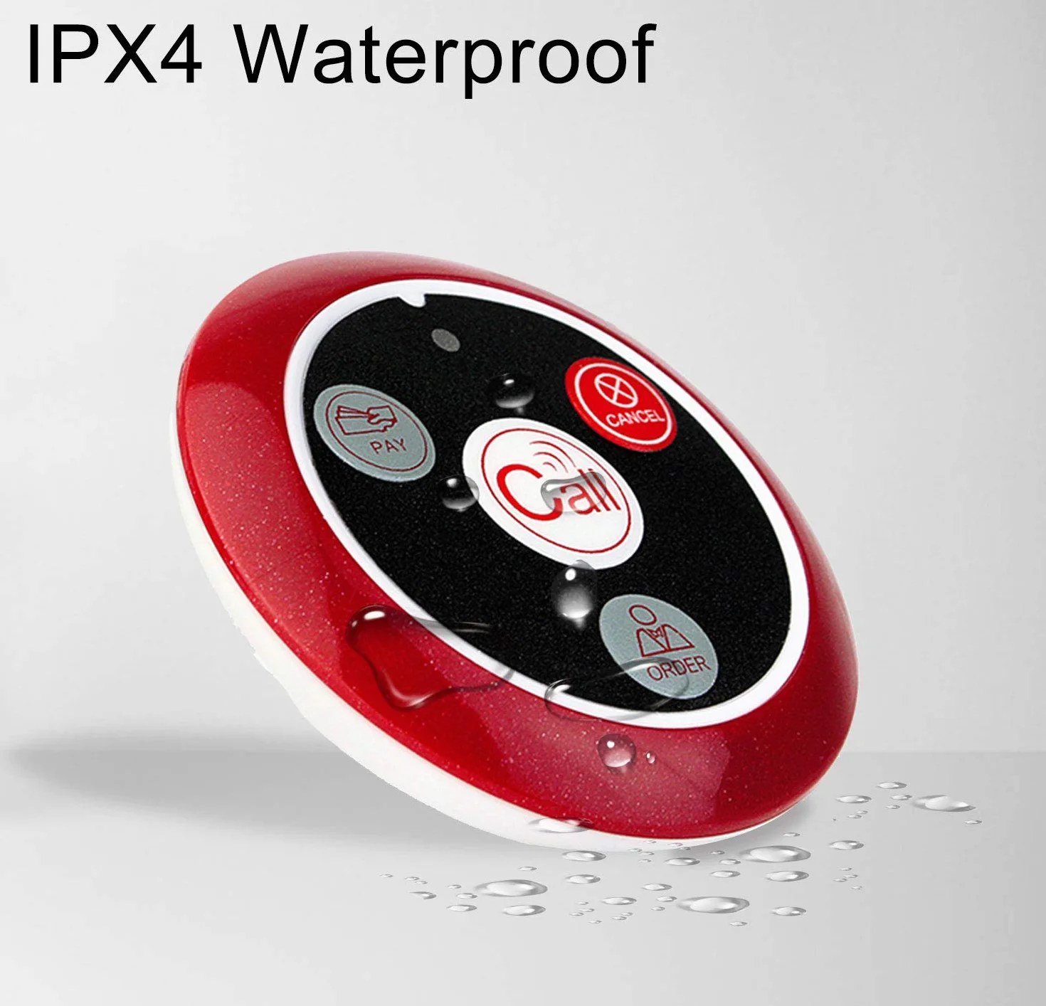 Retekess T117 Sistema Cercapersone, Pulsante di Chiamata Wireless, 4 Tasti Funzione, Impermeabile, per Schermo T114 Orologio TD106 o Orologio T128, Ristorante, Hotel, Bar (5 Pulsanti di Chiamata)