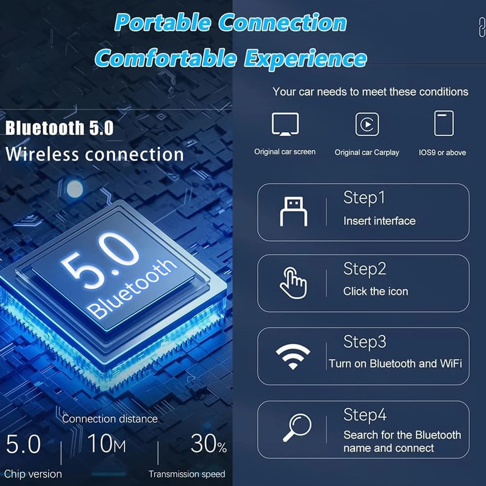 Wireless Carplay per Leapmotor T03 2024 2025 2026, Adattatore Auto Adapter Connessione Stabile Senza Ritard Plug Play Auto Accessori,A/Black