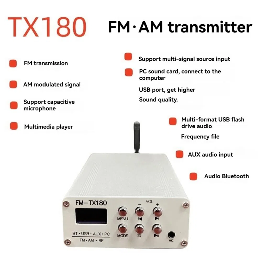 Trasmettitore di Modulazione di Frequenza FM 2000 Metro AM FM Modulatore di Segnale FM Bluetooth Wireless Trasmettitore AM Plug