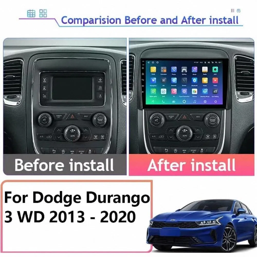 Autoradio 2 Din Bluetooth per Dodge Durango 3 WD 2013-2020 Wireless Carplay Android Auto Stereo Auto Bluetooth Ips con Pantalla Táctil con Gps, 8 Nucleo 4G+64G