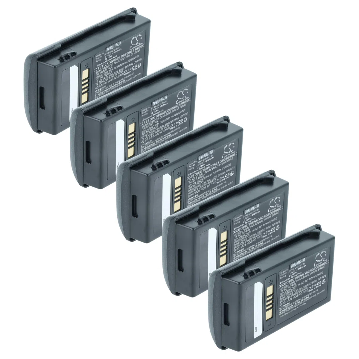 vhbw 5x batteria sostituisce Motorola BTRY-MC32-01-01 per lettore di codici a barre, POS (6800mAh, 3,7V, Li-Ion)