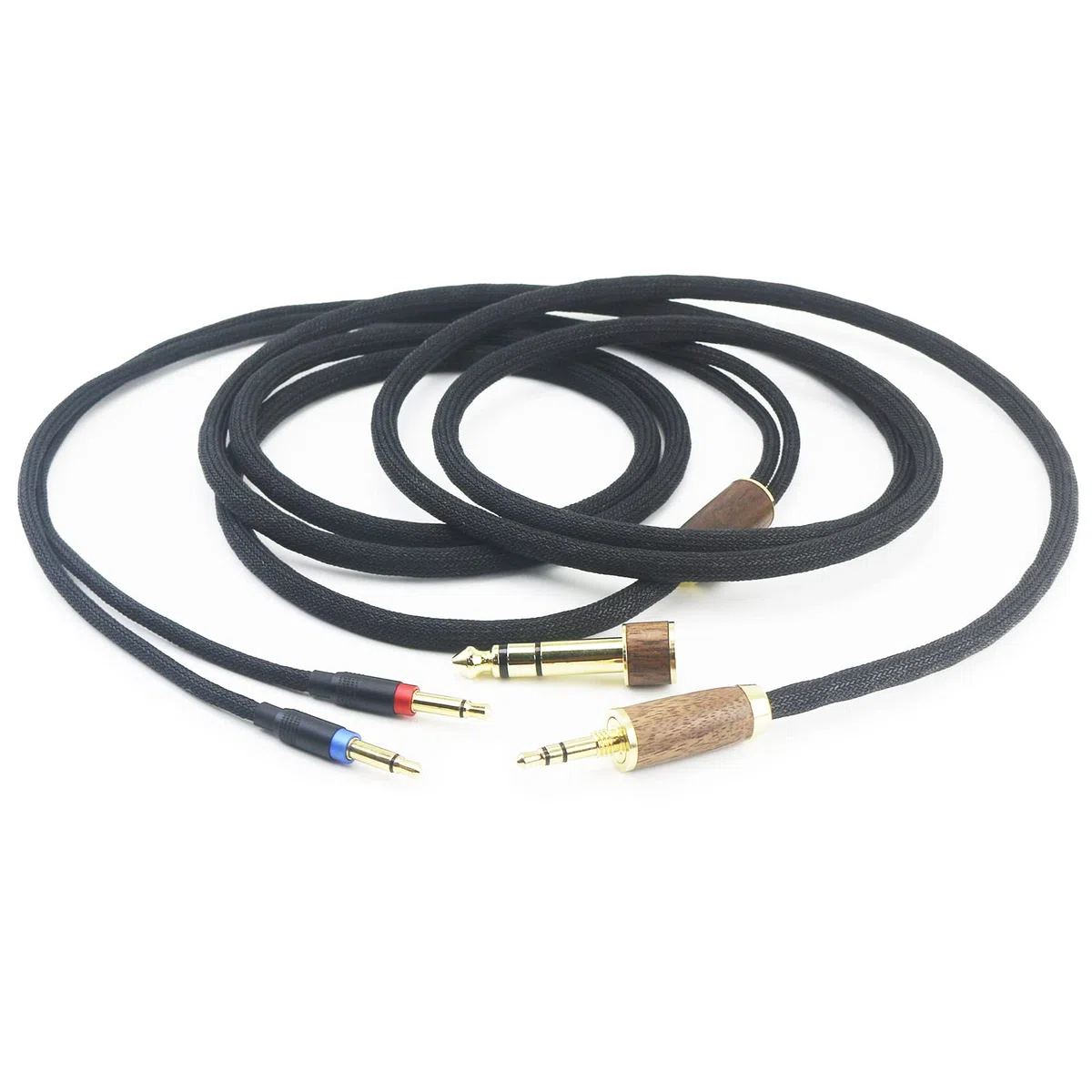 Cavo audio di ricambio 7N OCC placcato argento compatibile con Denon AH-D7200 AH-D7100 AH-D9200 AH-D5200, per cuffie Focal Elear con guscio in legno di noce, adattatore da 3,5 mm/6,35 mm
