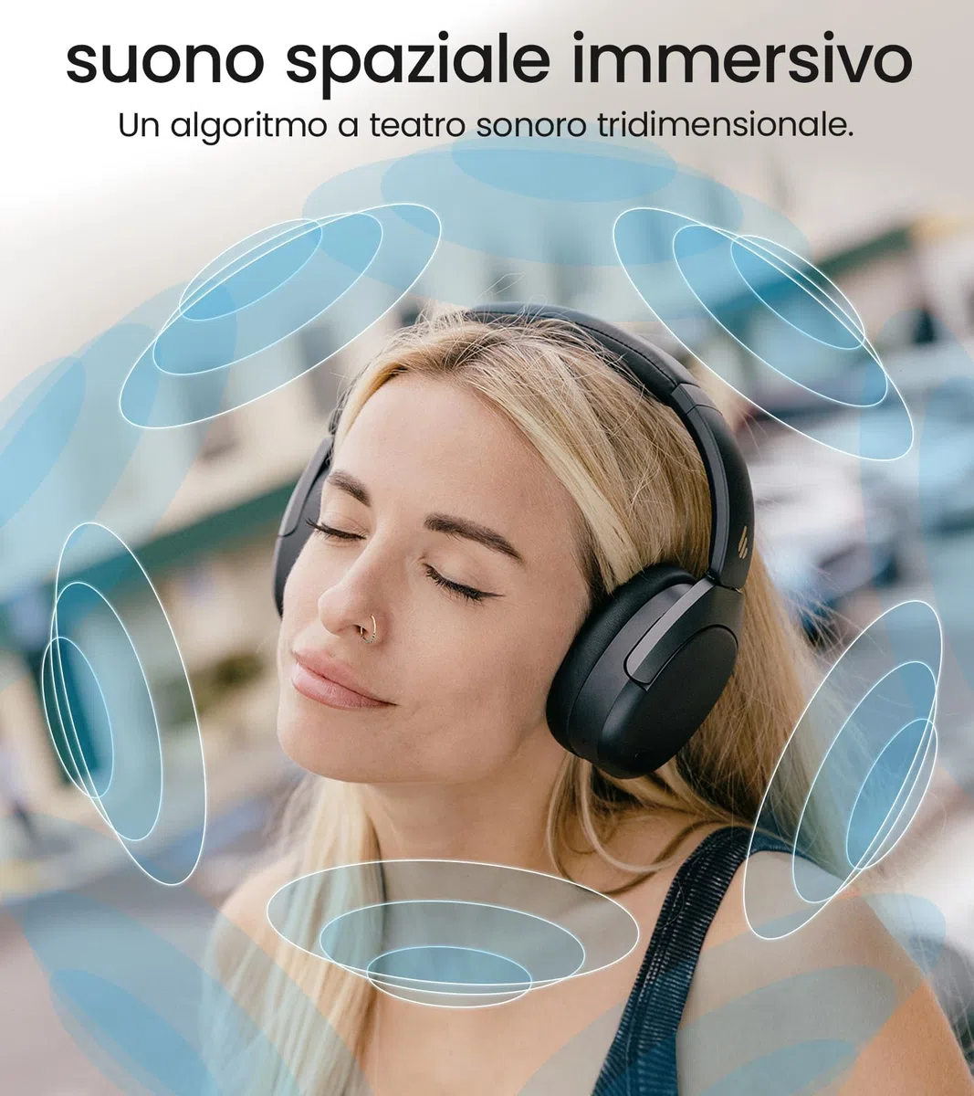 Edifier W830NB - Cuffie wireless Over Ear con -45dB ANC, batteria 94 ore, LDAC Hi-Res, audio spatial, ricarica rapida, Bluetooth V5.4, colore: Nero