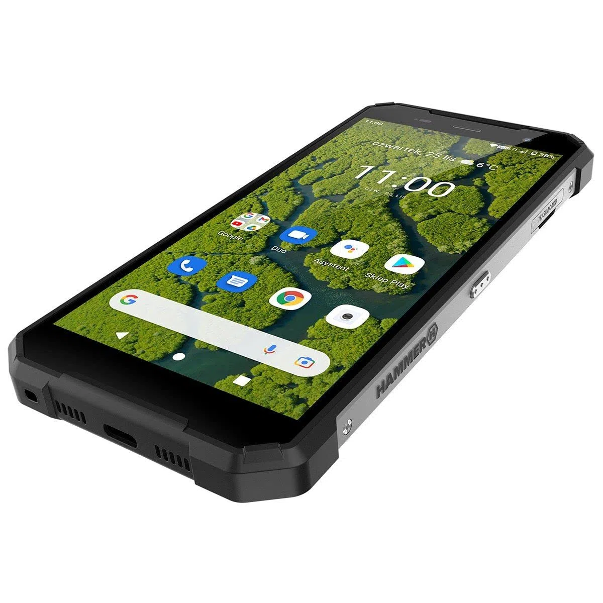 Hammer H Explorer Plus Eco, smartphone robusto, Display IPS da 5,7" HD+, 4 GB DI RAM, 64 GB di memoria interna, USB-C, GPS e A-GPS, Android 11, 5000 mAh, IP69, 13 Mpx, 4G LTE, Doppio SIM, argento