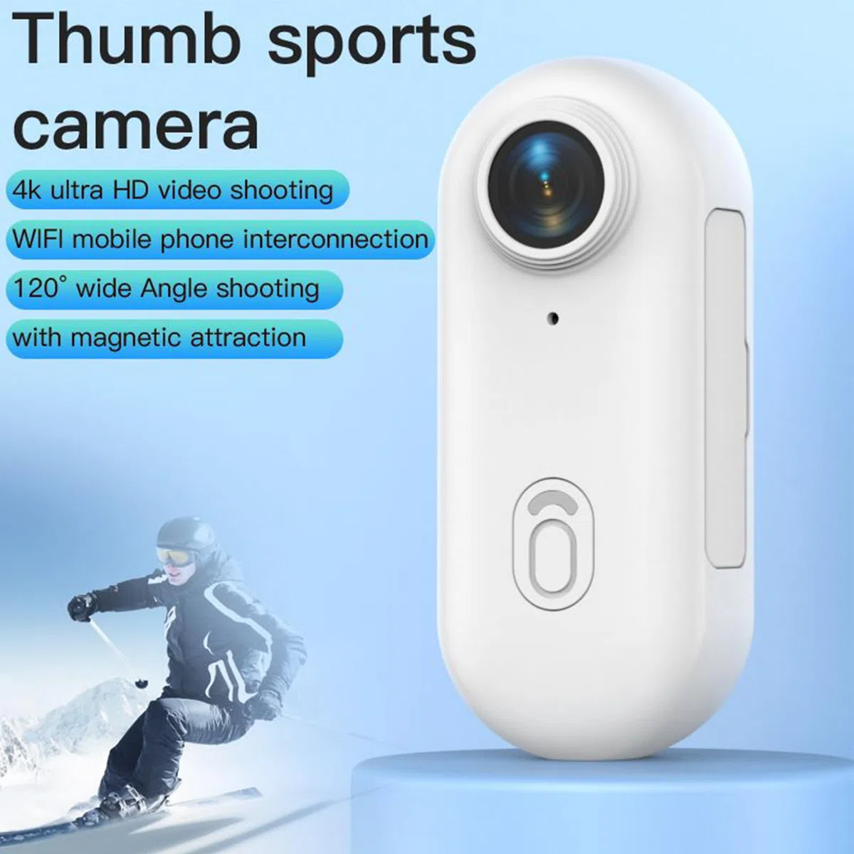 Fotocamera indossabile, fotocamera sportiva per esterni, dispositivo di vlogging indossabile, telecamera compatta per sport, moto, bicicletta, palestra, escursionismo, viaggi, animali domestici