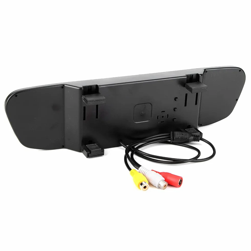Monitor per Specchietto Retrovisore Auto Schermo LCD TFT HD 4,3 Pollici Risoluzione 480x272 con Doppio Ingresso Video AV1 AV2 per Parcheggio Notturno, Guida in Autostrada, Utilizzo in Famiglia