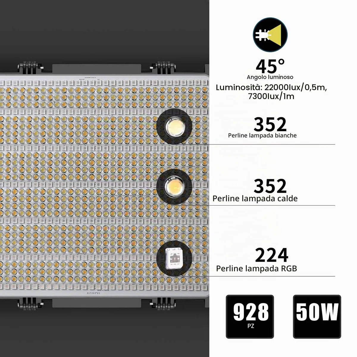 GVM 1200D RGB - Pannello di luci video con treppiede, confezione da 2 luci LED da 50 W, con softbox per foto, studio, YouTube, video, streaming 3200 K-5600 K, 22000 Lux/0,5 m, CRI97+