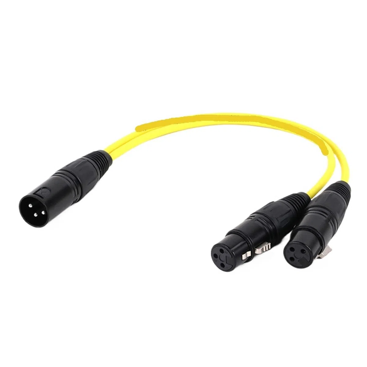 1 cavo sdoppiatore bilanciato XLR a Y per microfono, 3 pin, 1 maschio Ja-ck a 2 femmina XLR, cavo a Y, 30 cm, 0,5 m, 1 m, 2 m, 300 cm, 5 m (giallo-BK, 5 m)