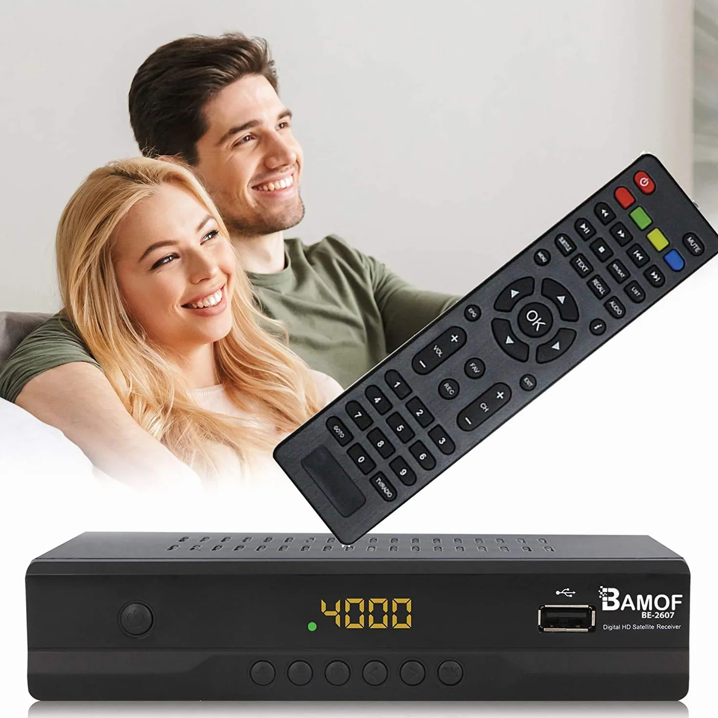 Bamof BE-2607 - Ricevitore satellitare digitale (HDTV, DVB-S/S2, HDMI, SCART, 2 x USB 2.0, Full HD 1080p) [Preprogrammato per Astra Hotbird Türksat] [Classe energetica A+++]