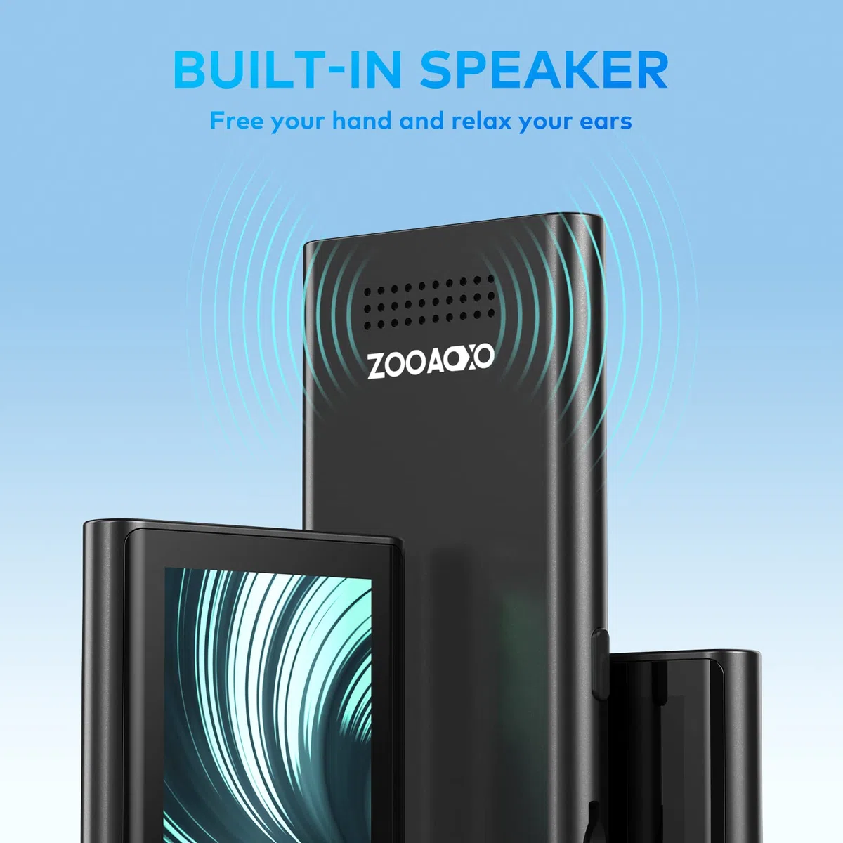 64GB Lettore MP3, Lettore Musicale con Bluetooth 5.2, Altoparlante HD Integrato, FM Radio, Registratore Vocale, Mini Design, Peso 70G, Suono HiFi, Ideale per Lo Sport, Auricolari Inclusi