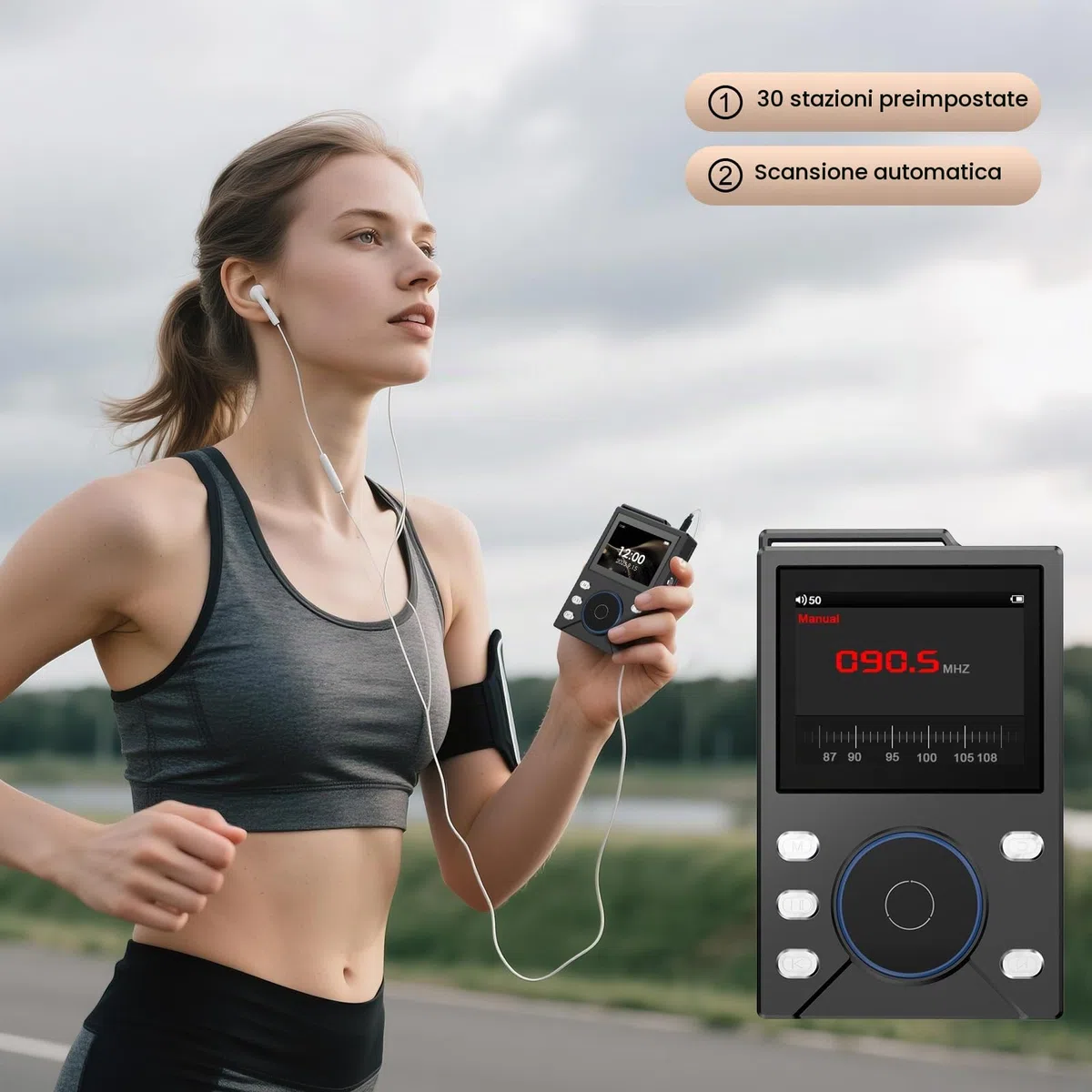 Gueray Lettore MP3 HIFI 16GB con Bluetooth 5.3 - Lettore Audio Digitale Alta Risoluzione Senza Perdita, Supporto Radio FM, Registratore Vocale, Scheda di Memoria da 64GB (Espandibile fino a 256GB)