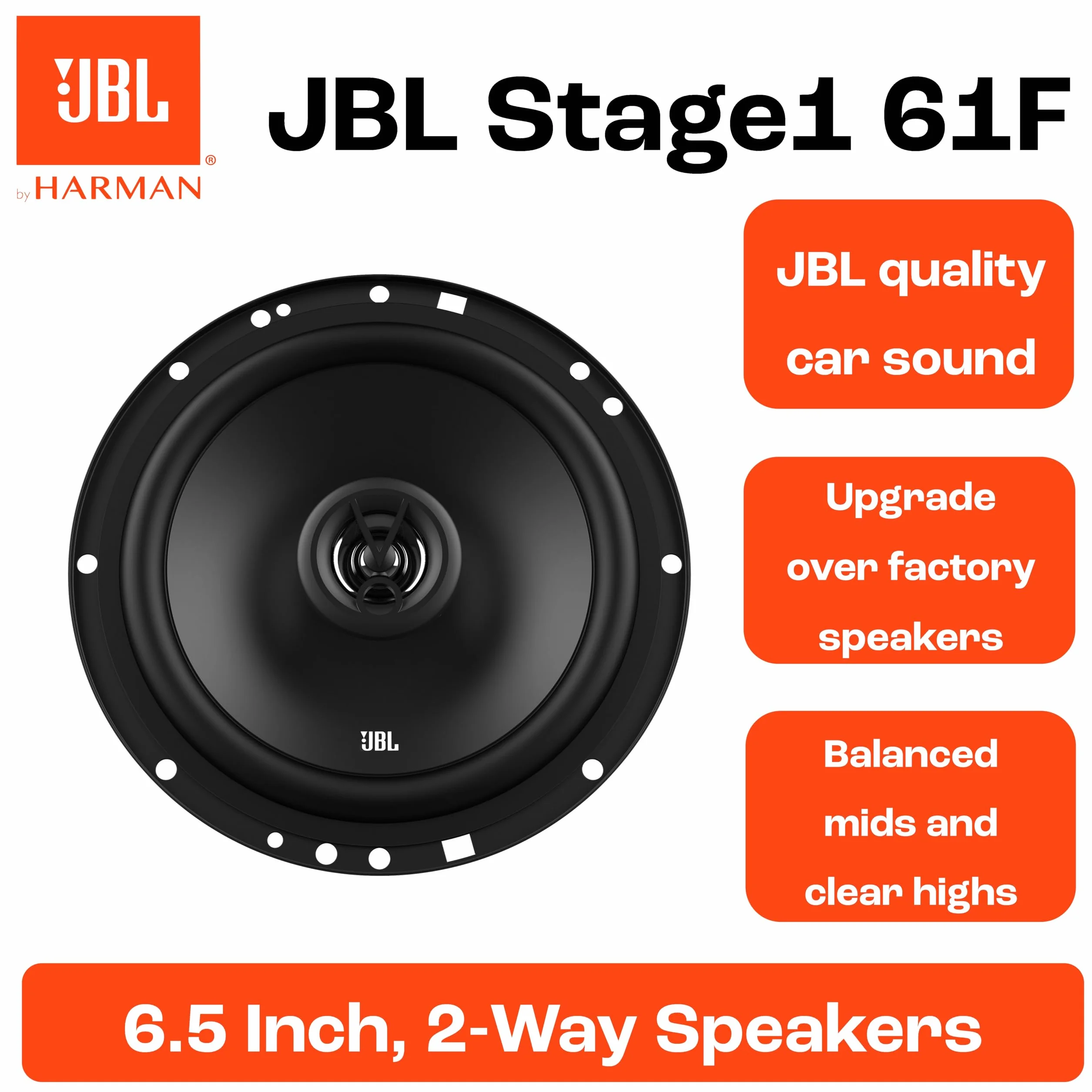 JBL Stage1 61F Set di Altoparlanti Auto a 2 Vie di Harman Kardon - Casse Auto 16,5cm | 165mm | 6,5 pollici da 200 watt - 40 watt RMS