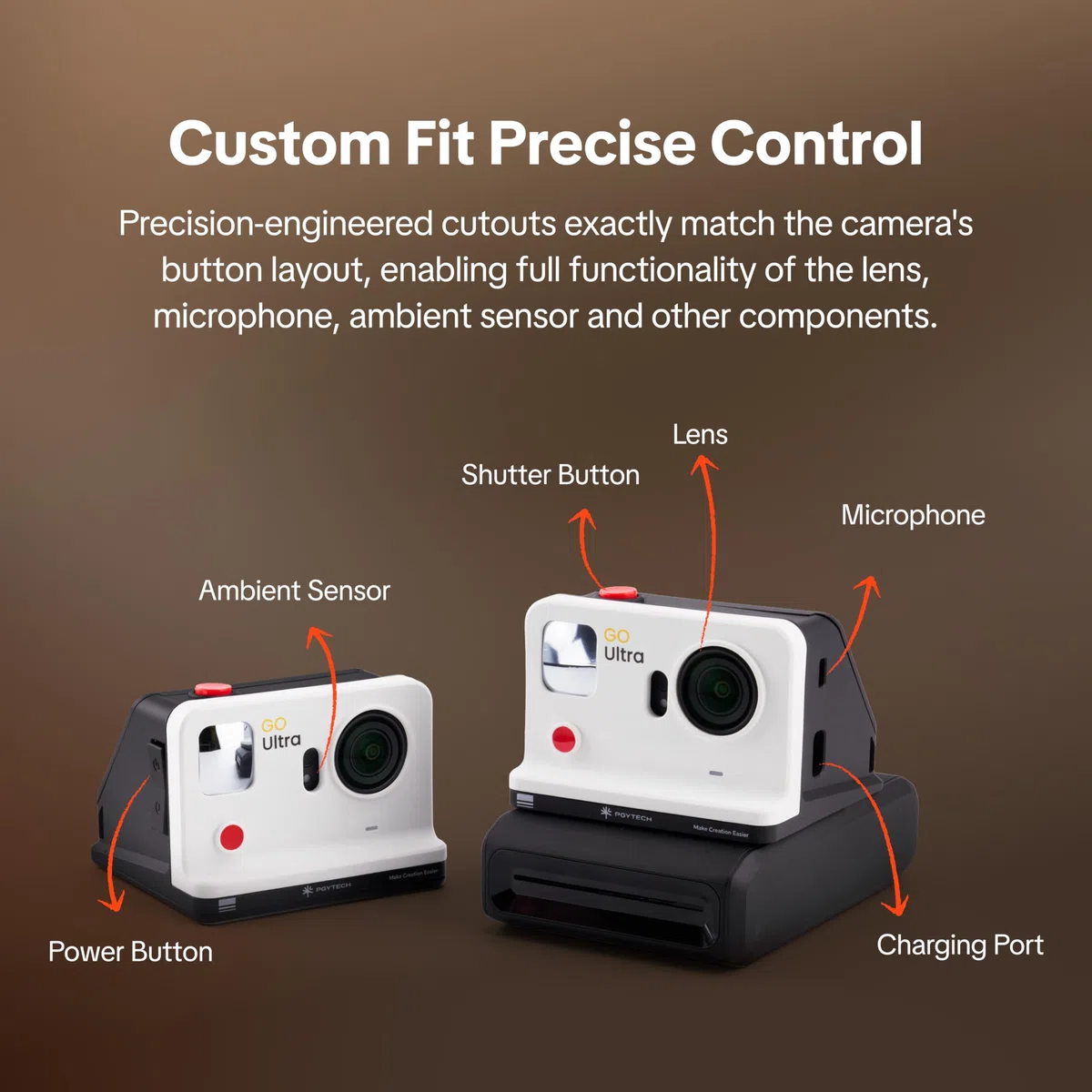 PGYTECH FunCam Custodia per Insta360 GO Ultra, Case Protettivo Vlog a Sgancio Rapido Magnetico con Specchio Selfie e Cordino, Cover Antigraffio