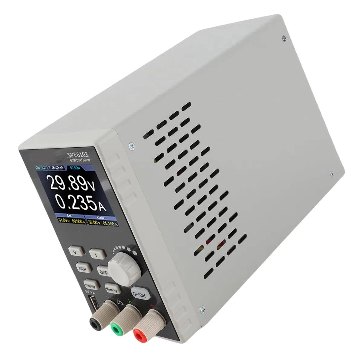 Fafeicy Alimentatore CC Regolabile 300 W Risoluzione 0,1% ± 30 MV con LCD TFT da 2,8 per Banco di Lavoro da Laboratorio, Uscita Programmabile a Potenza Costante Ricarica USB, Protezione