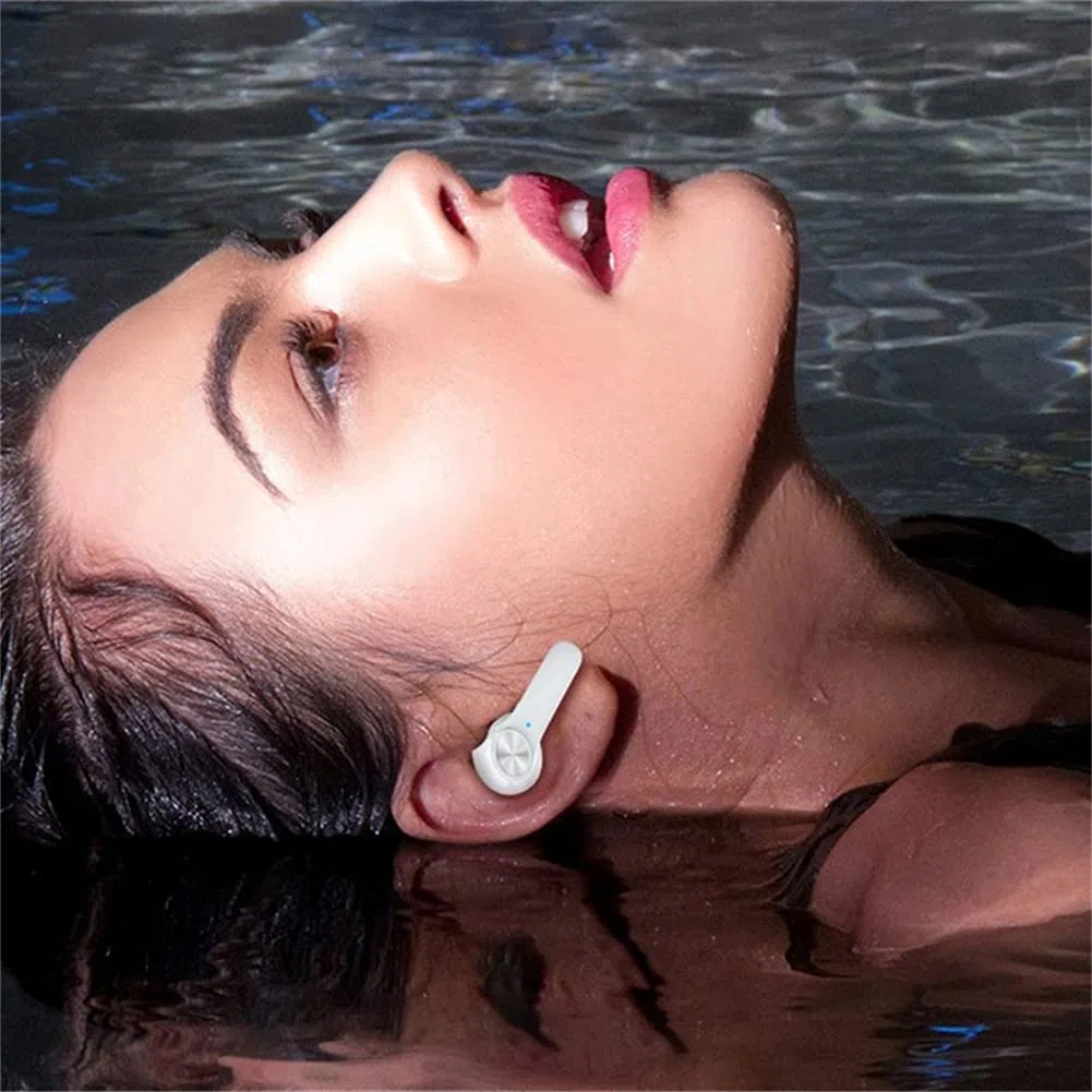 Cuffie Wireless Auricolari Bluetooth, Microfono Integrato, IPX5 Impermeabile, Suono Stereo HiFi, con Custodia in Carica, per Lavoro, Home Office,Bianca