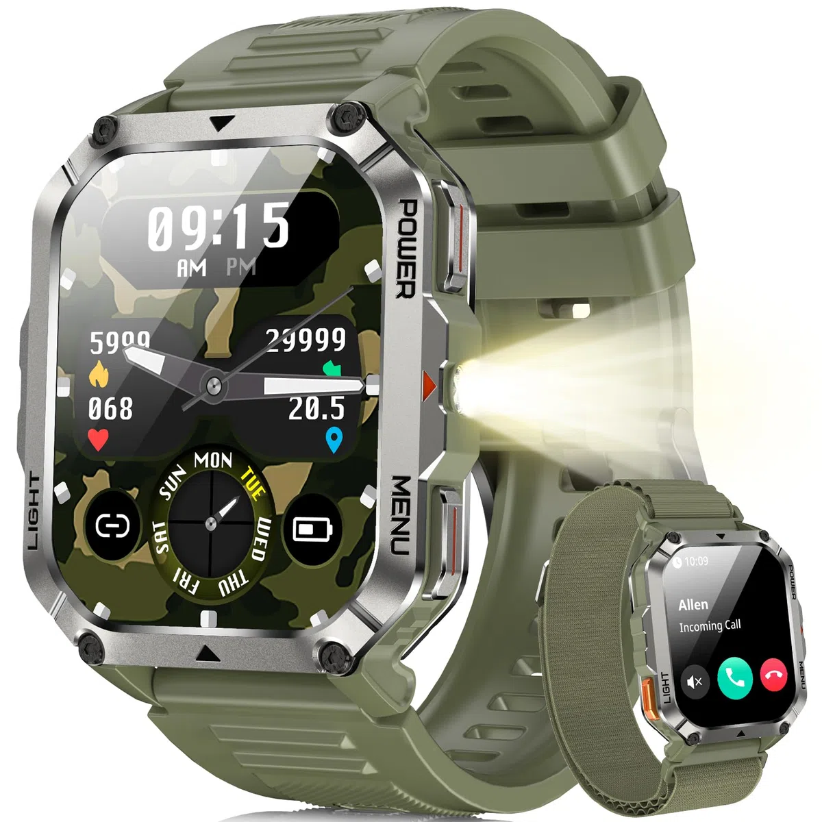 Blackview Smartwatch Uomo, 2.01" Smartwatch Militare Uomo Fitness con Chiamate Bluetooth Orologio Intelligente 115+ Modalità Sportive/900 mAh/Sonno/Cardiofrequenzimetro/Torcia/Bussola per Android IOS