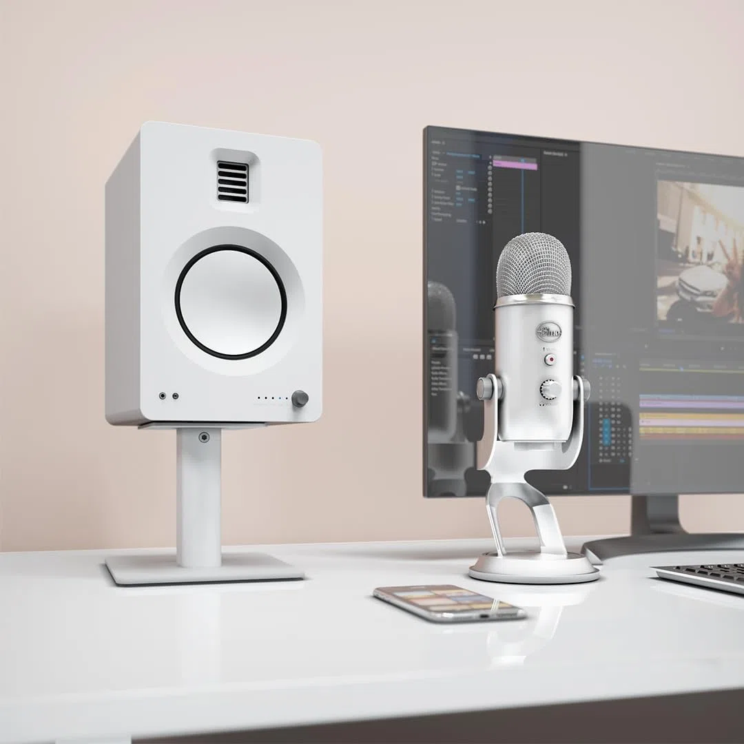 Kanto SP6HD - Supporti per altoparlanti da scrivania, per altoparlanti da scaffale medi/grandi e monitor da studio di medie e grandi dimensioni da 4” a 7”, altezza 15,2 cm, bianco, coppia